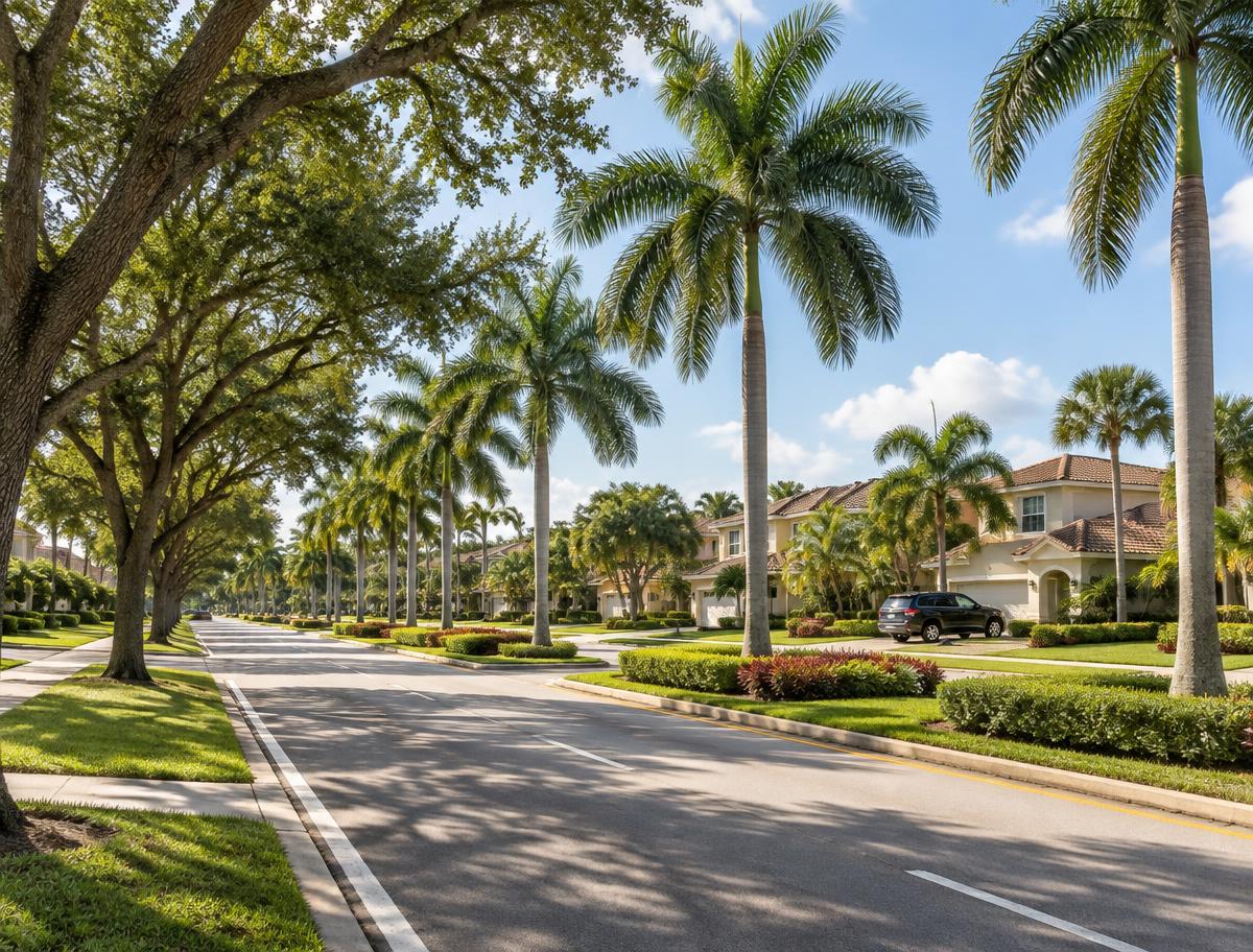 Landscaped residential boulevard in Kendall